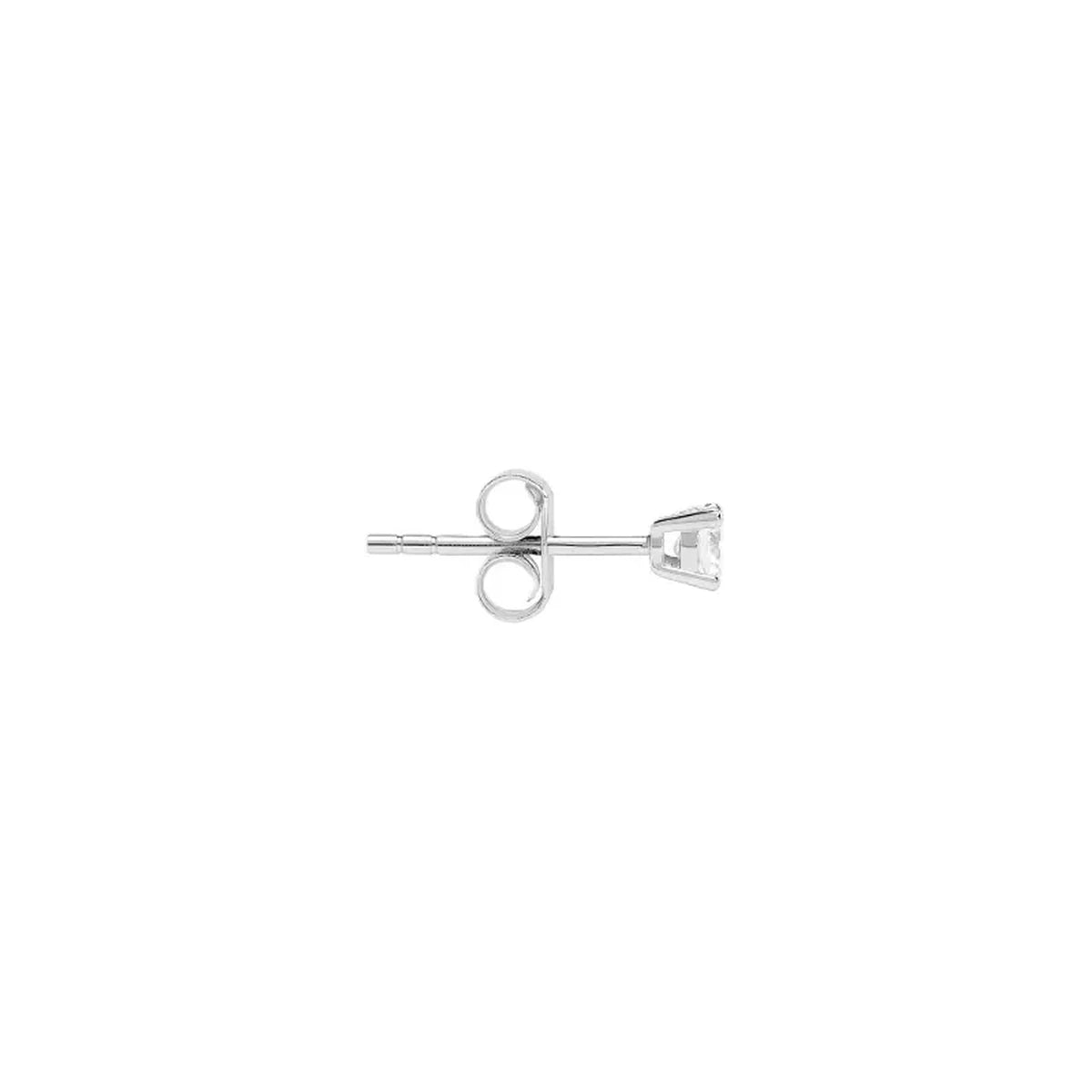 Pendiente Circonita Redonda 2 mm de Plata 925 en plateado, de perfil