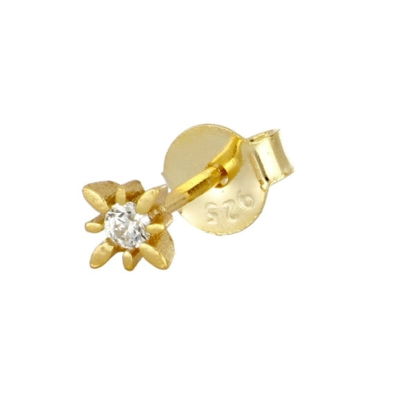 Pendiente estrella mini con circonita blanca en oro 18K – Cobalto Accesorios