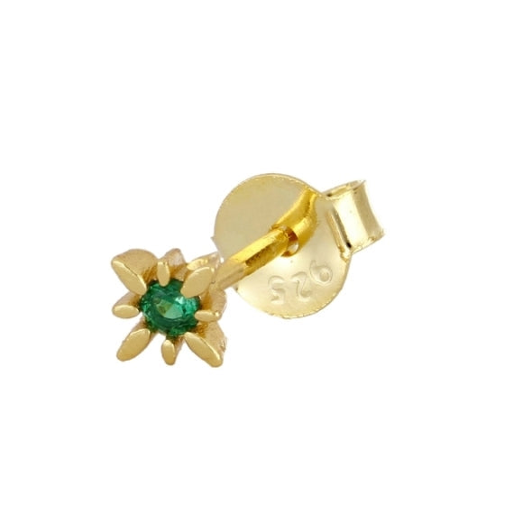 Pendiente estrella mini con circonita verde en plata u oro 18K – Cobalto Accesorios Valencia
