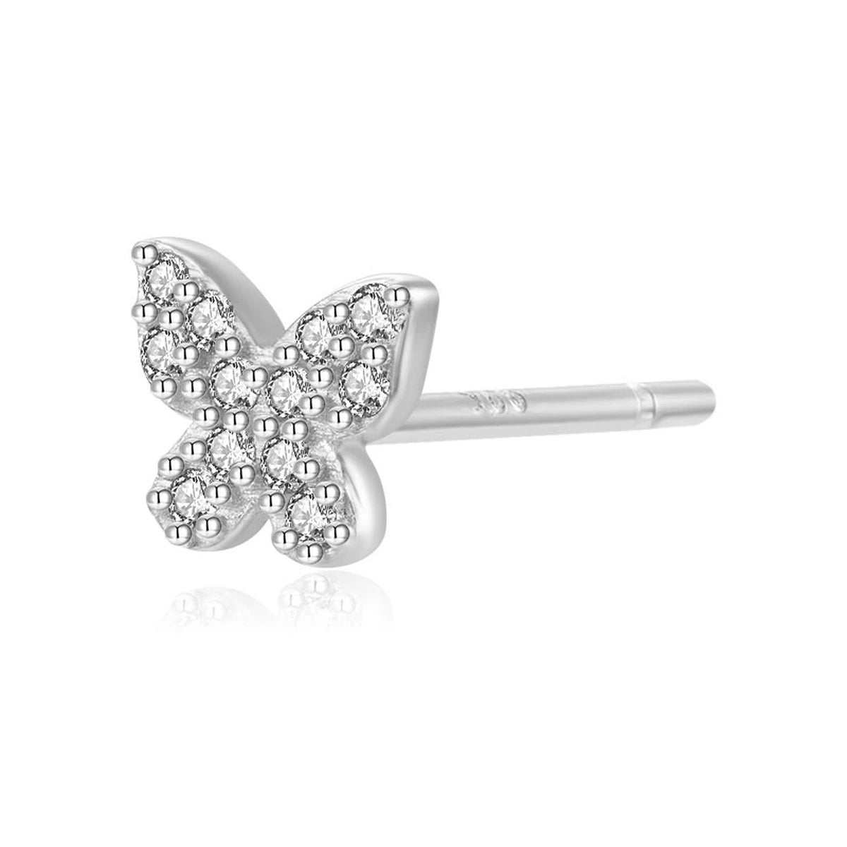 Pendiente Mariposa con Circonitas de Plata 925 en plateado, circonitas blancas