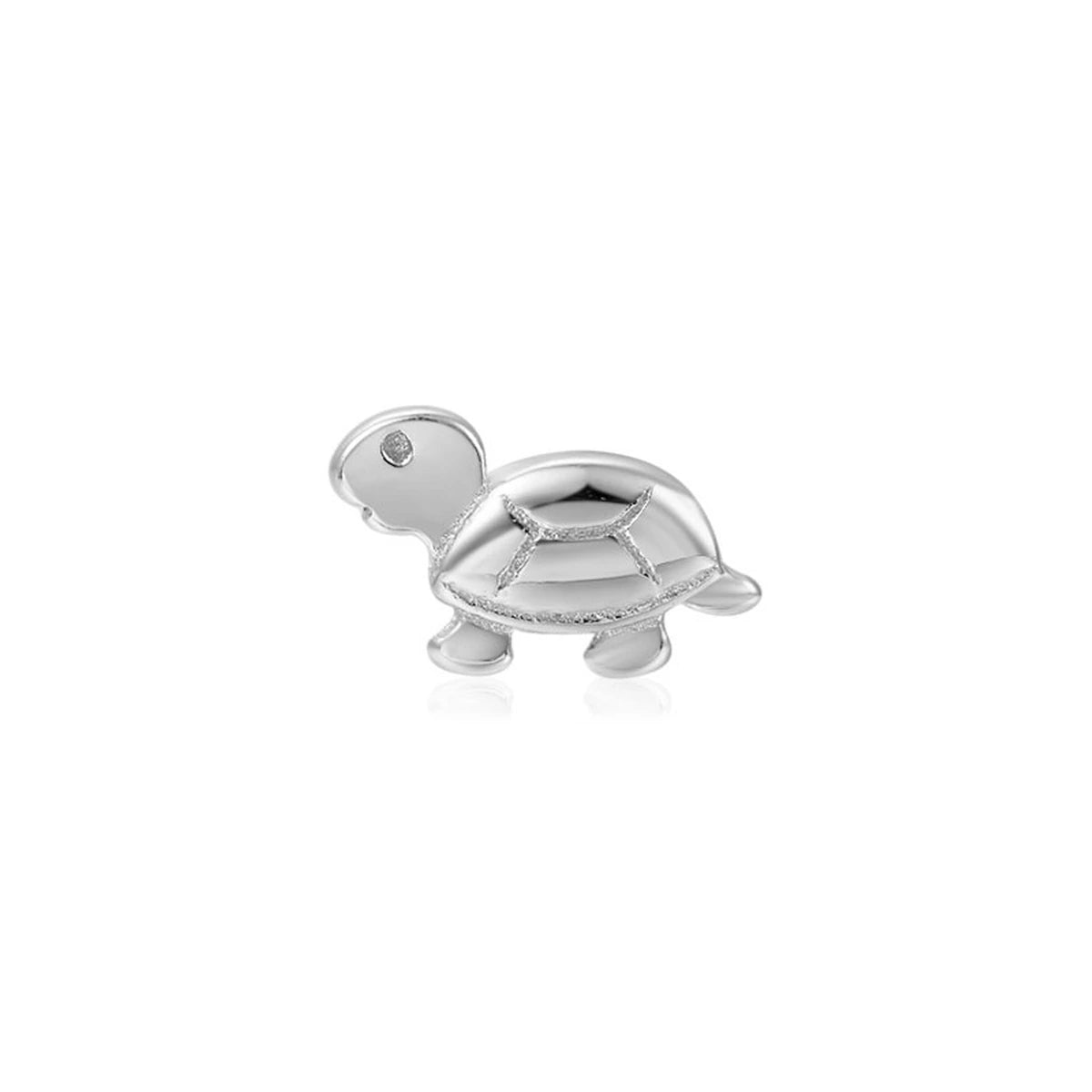 Pendiente Tortuga Mini Plata de Ley 925 Baño oro en plata, tortuga con la cabeza hacia la izquierda