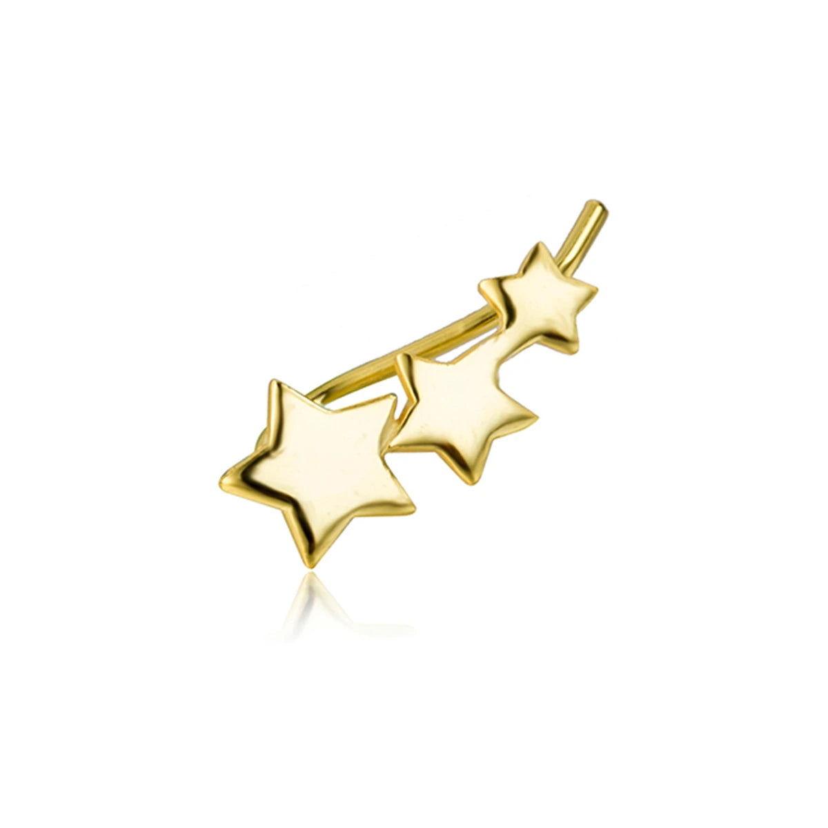 Pendiente Trepador 3 Estrellas 14mm en dorado, tres estrellas ascendentes hacia la derecha