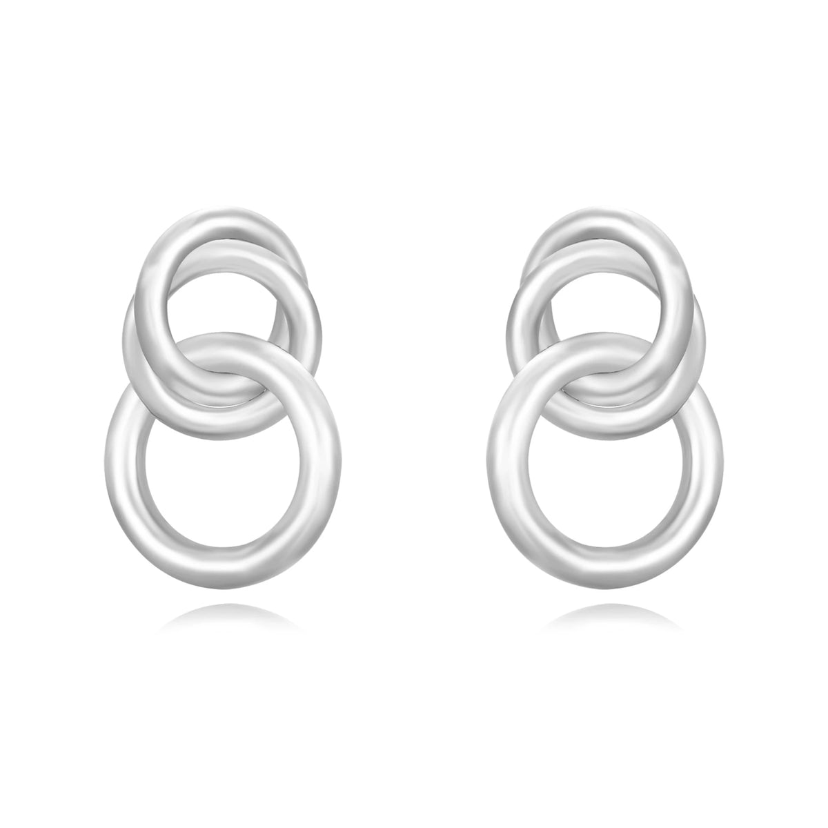 Pendientes Doble Aro en Acero Inoxidable en plateado