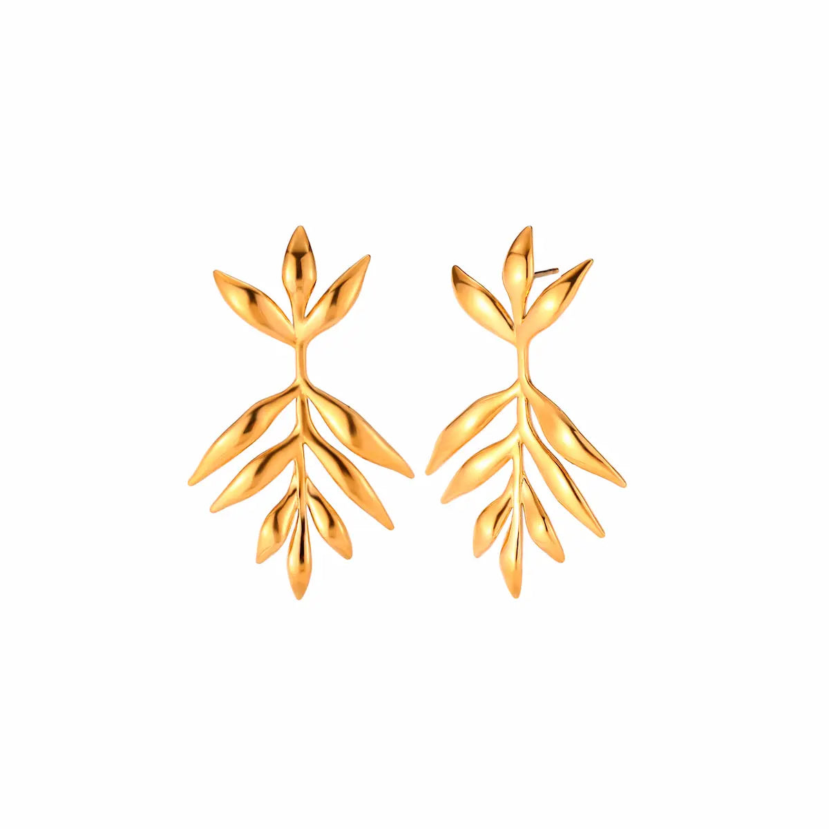 Pendientes Hoja Serena dorados elegantes de Cobalto Accesorios