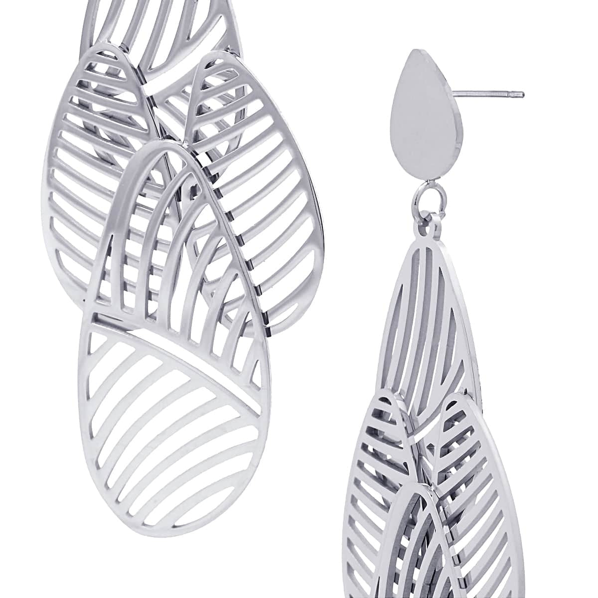 Pendientes Luxor - Diseño de Hojas Caladas en Acero