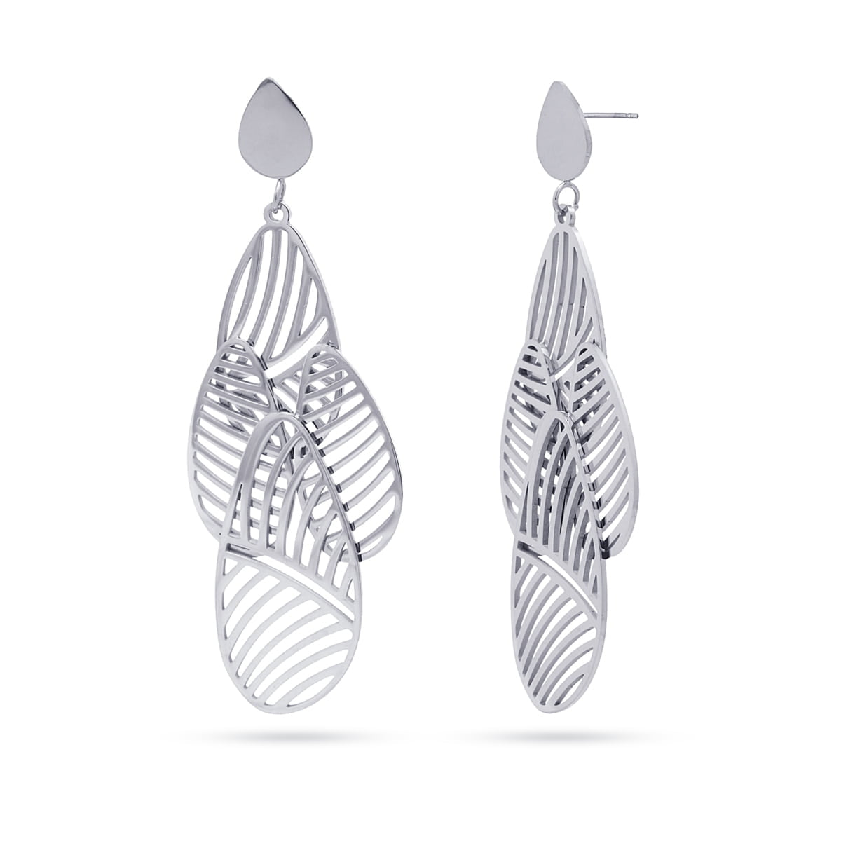 Pendientes Luxor - Diseño de Hojas Caladas en Acero