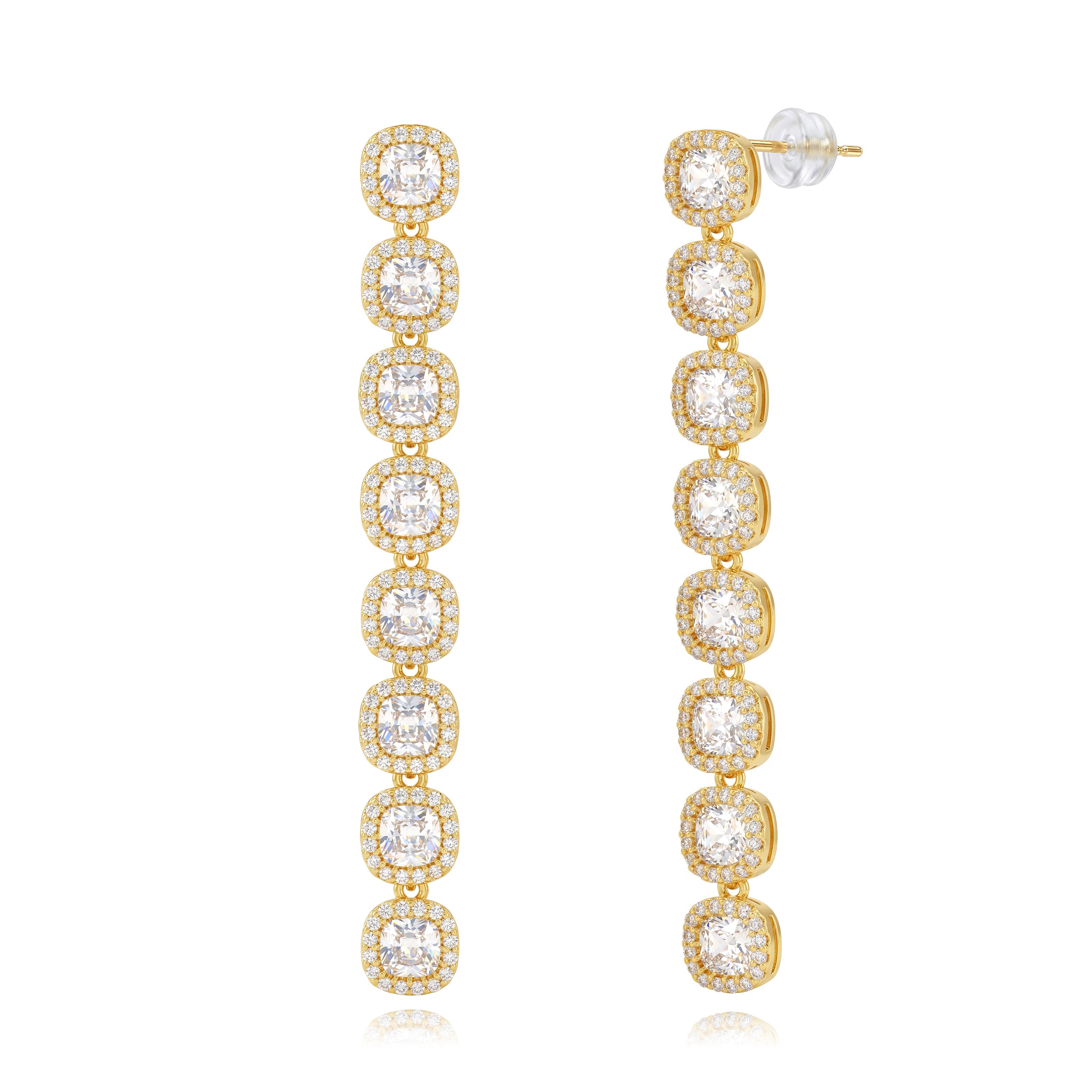 Pendientes Riviera dorados con circonitas brillantes de Cobalto Accesorios