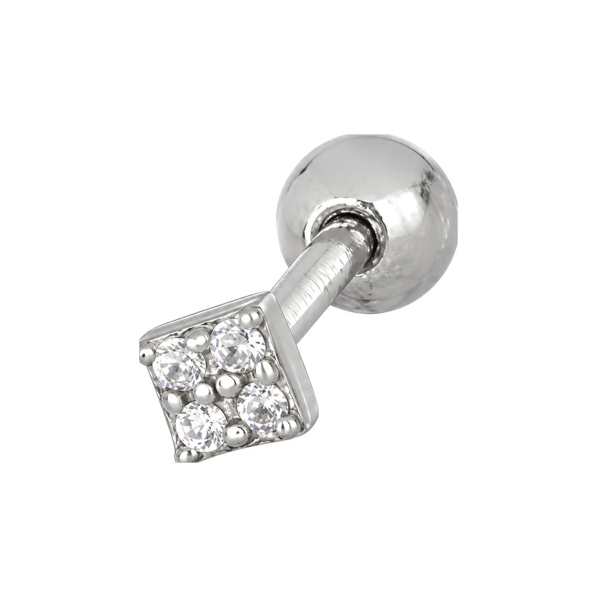 Piercing Cuadrado Circonitas de Plata 925 en plateado, una pieza