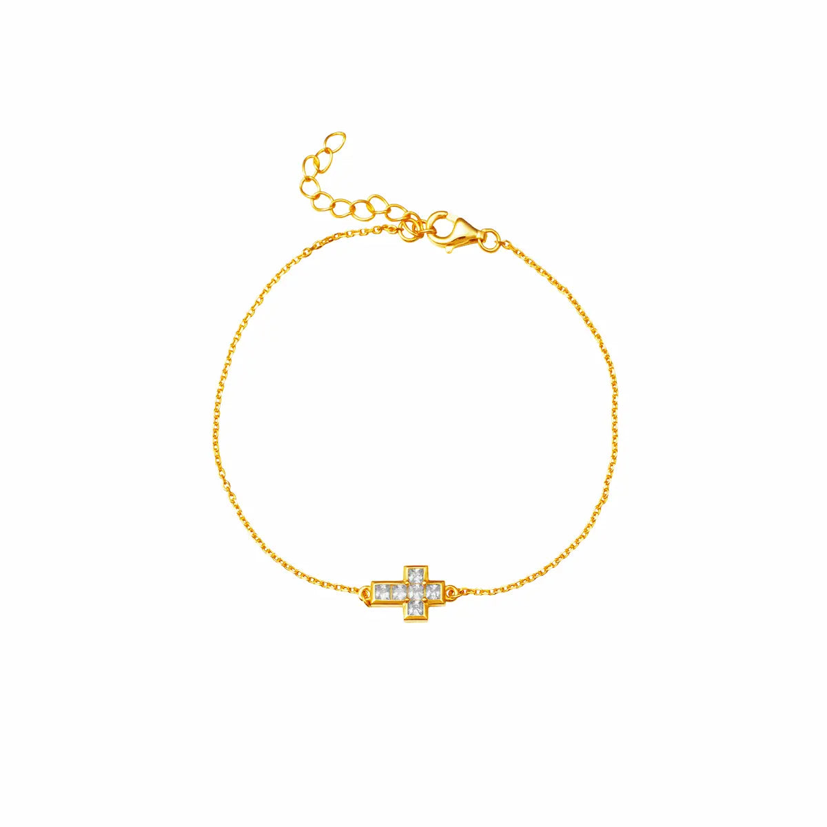 Pulsera Cruz con Circonitas dorada de Cobalto Accesorios