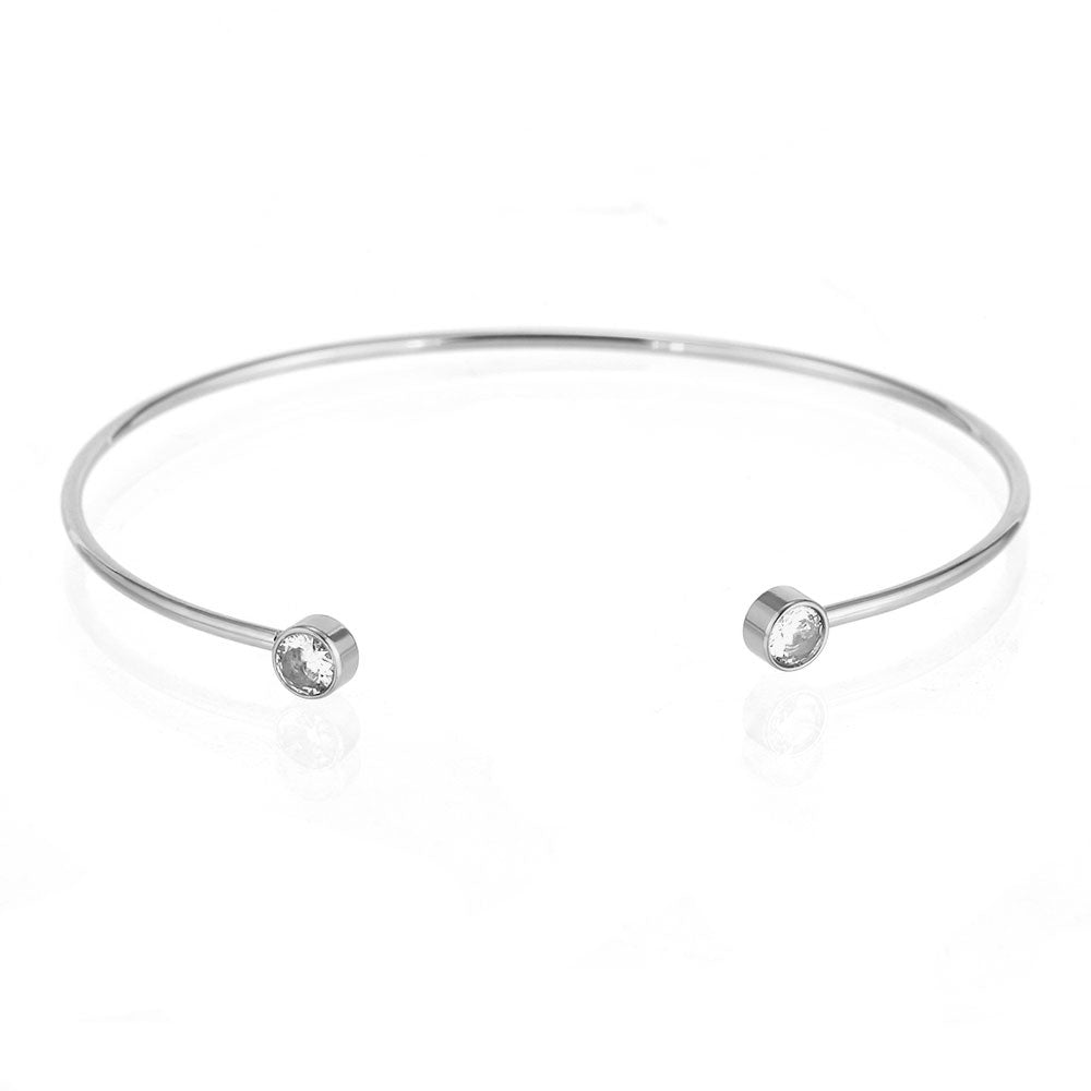 Pulsera Doble Luz tipo esclava con circonitas de 5 mm en acero inoxidable 316L color acero