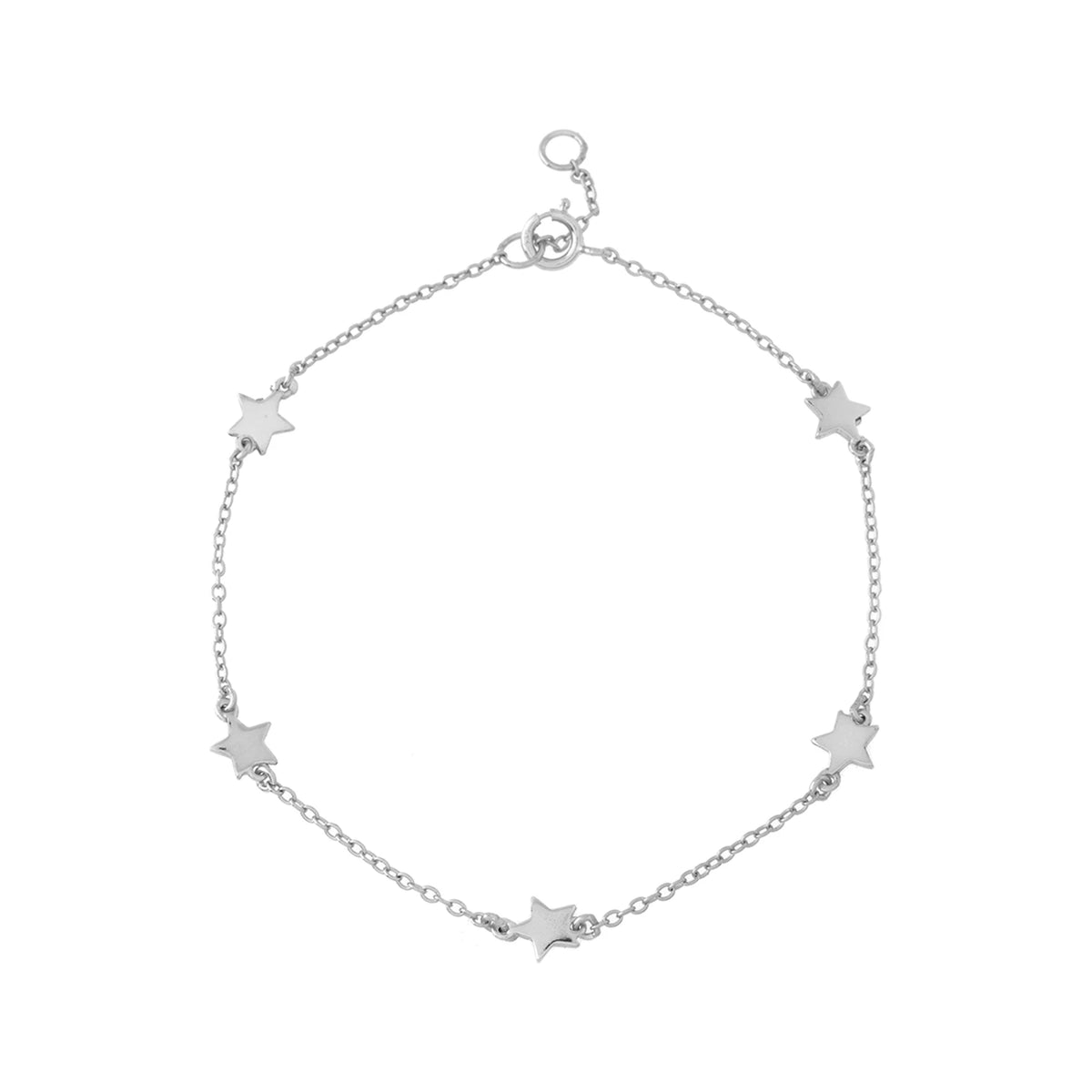 Pulsera Estrellas Ajustable | Plata de Ley 925 en plata, pulsera de cadena con cinco estrellas