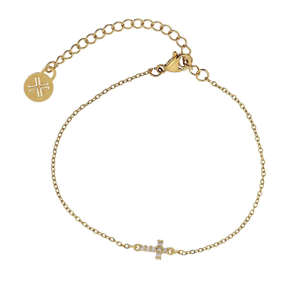 Pulsera Cruz Mini de Acero 316L en dorado