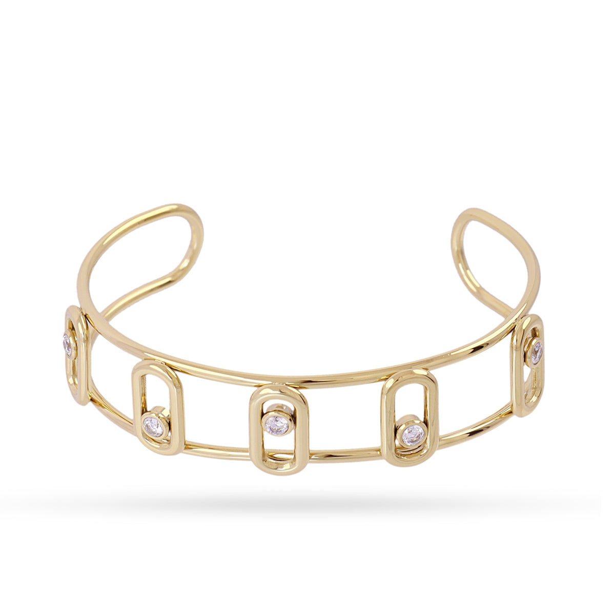 Pulsera Infinity Soul dorada con eslabones geométricos y circonitas