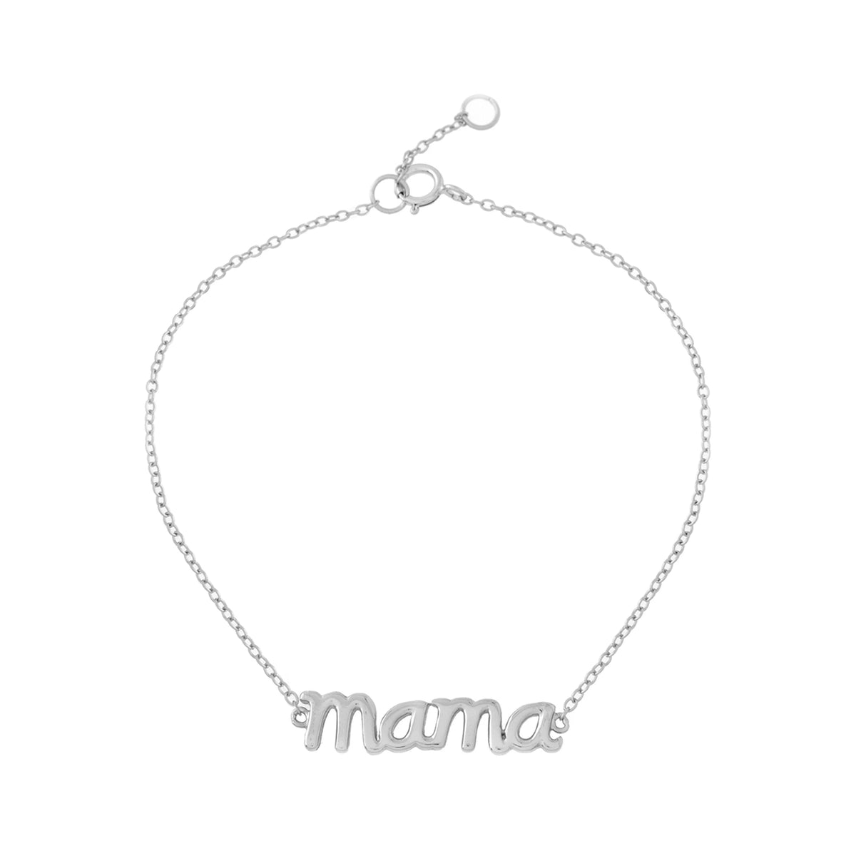 Pulsera Mamá en plata, pulsera de cadena con palabra mamá