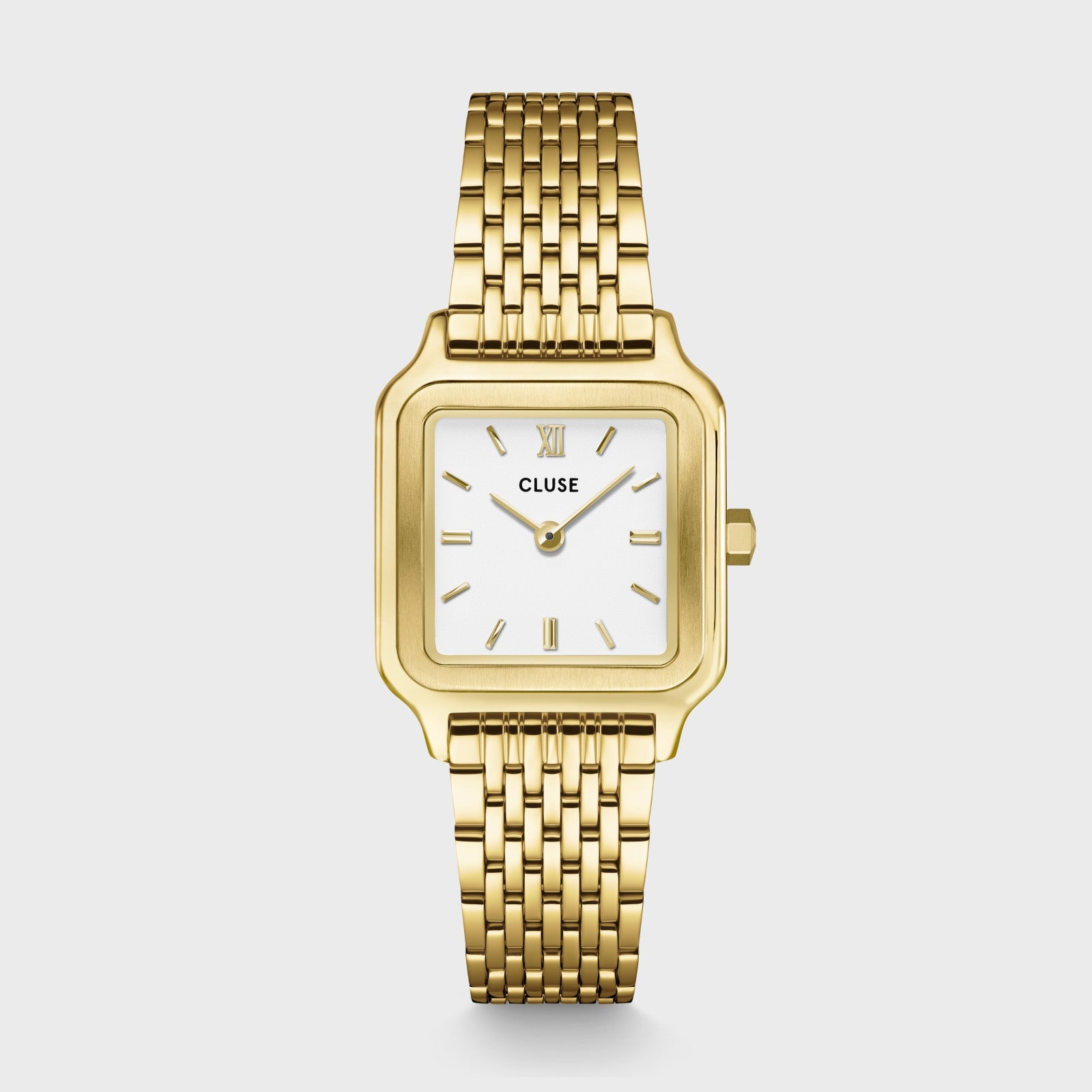 Reloj Cluse Gracieuse Petite dorado y blanco en vista frontal