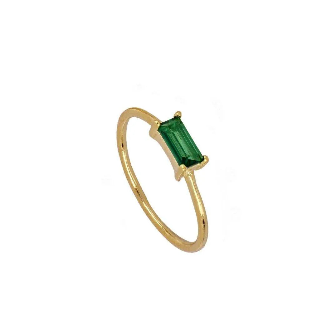 Anillo de circonita baguette en varios colores, diseño delicado y luminoso
