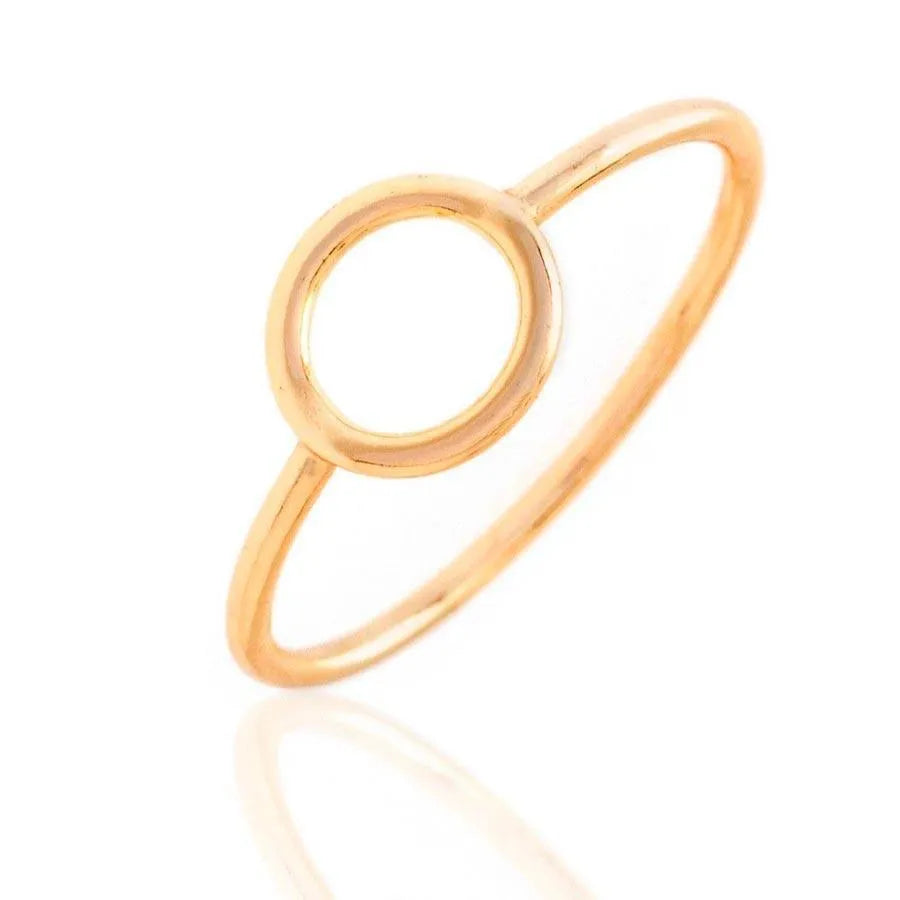 Anillo círculo hueco en plata de ley 925, diseño geométrico y ligero para diario