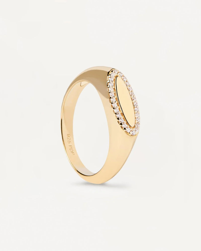 Anillo Sello Lace Gold PdPaola - Cobalto Accesorios