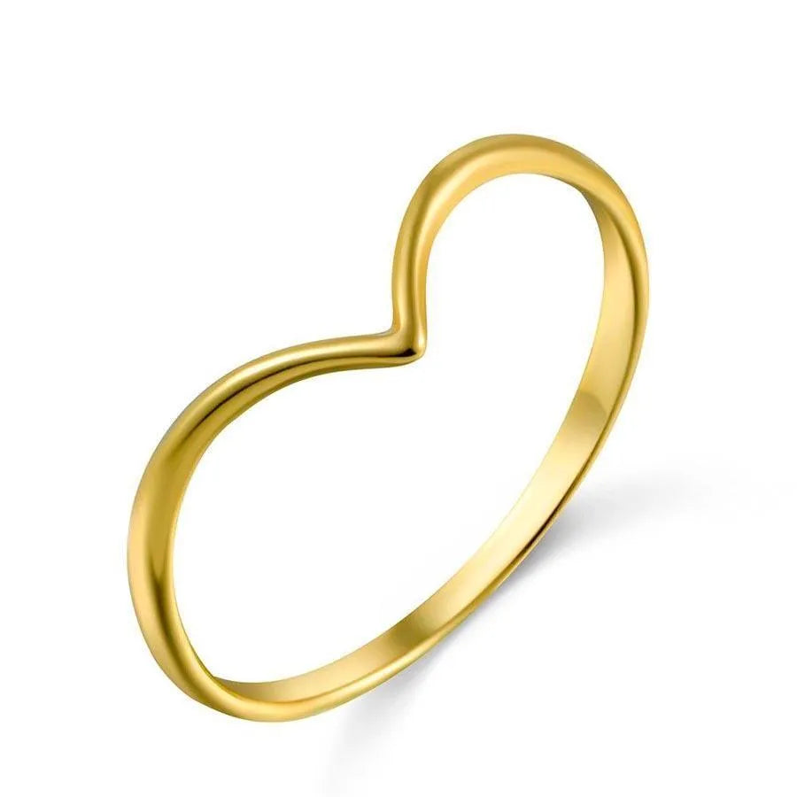Anillo V suave en plata de ley 925, diseño fino y minimalista para diario