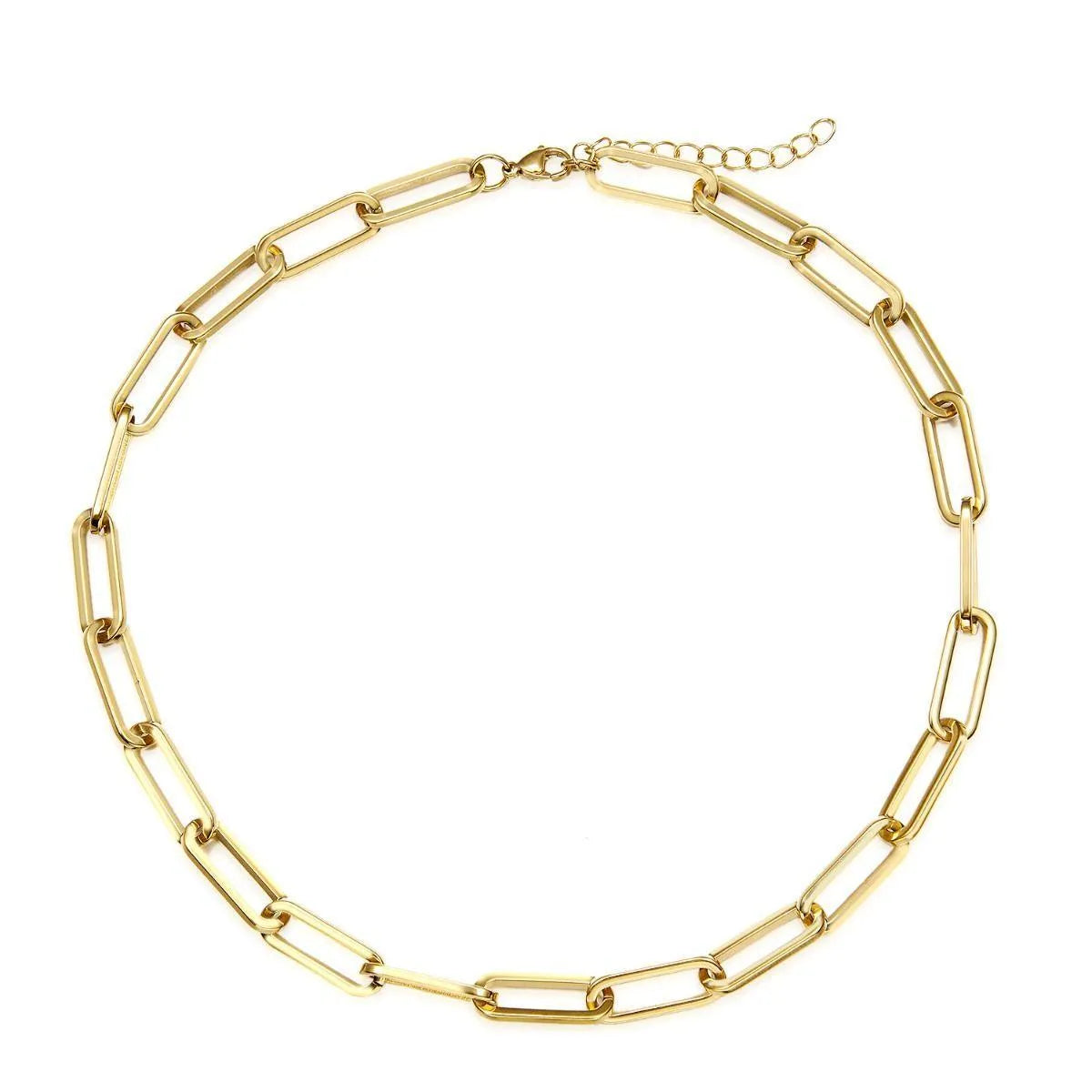 Collar de eslabones de 23 mm en acero, diseño ancho con presencia y estilo actual