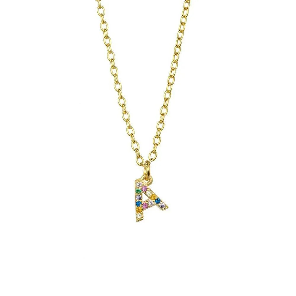 Collar letra mini multicolor, diseño personalizado con detalle alegre y delicado