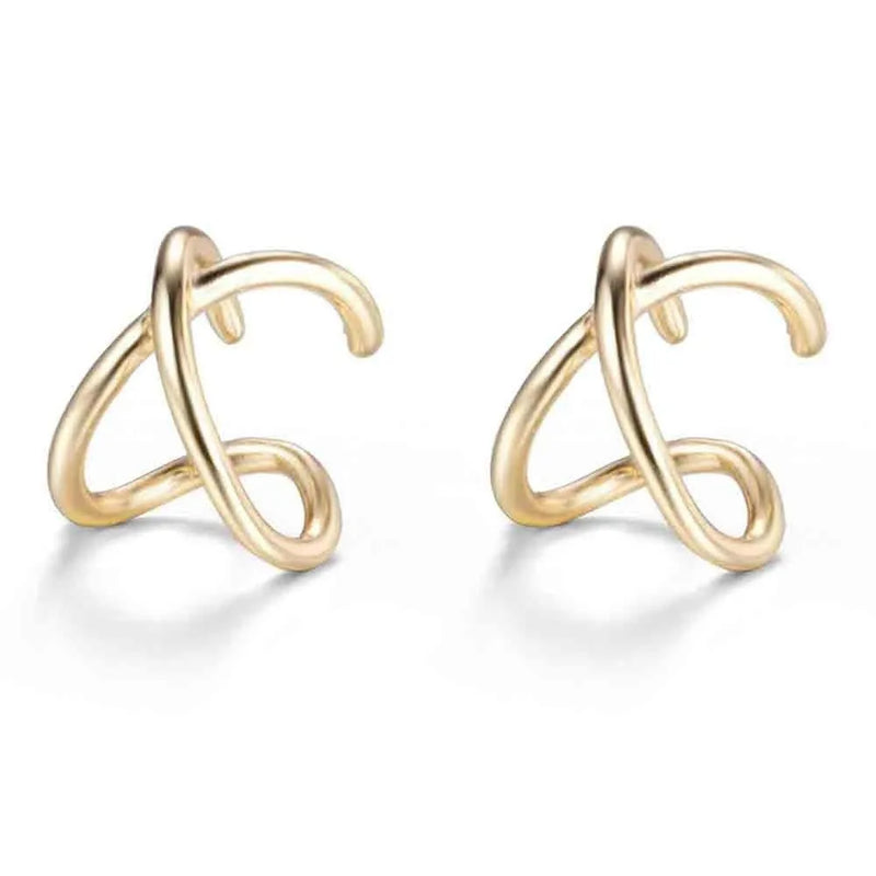 Ear cuff cruzado ancho, diseño moderno para decorar la oreja sin agujero adicional