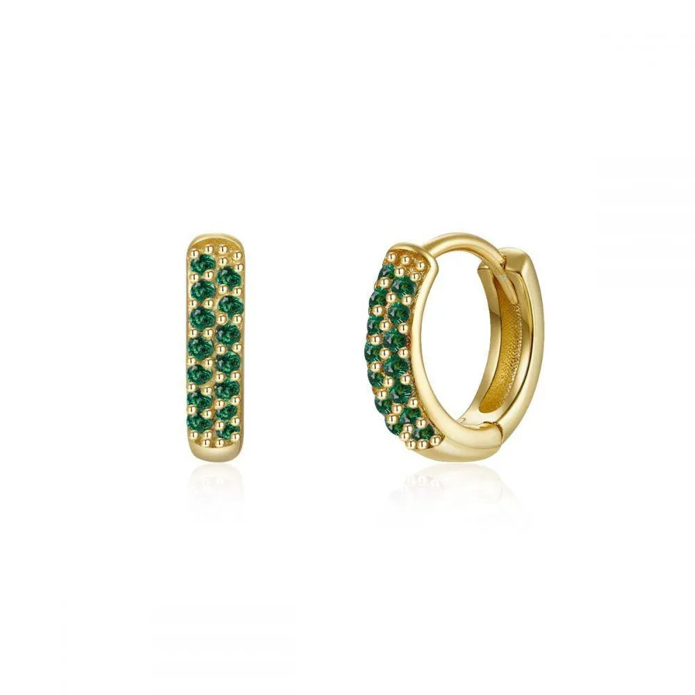 Aro ancho con circonitas multicolor, pendiente brillante para combinar con otros aros