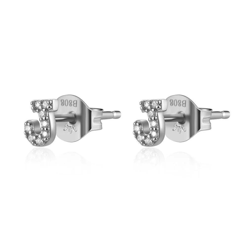 Pendiente Inicial con Circonitas Plata y Oro en Plata - vista 18 - Cobalto Accesorios
