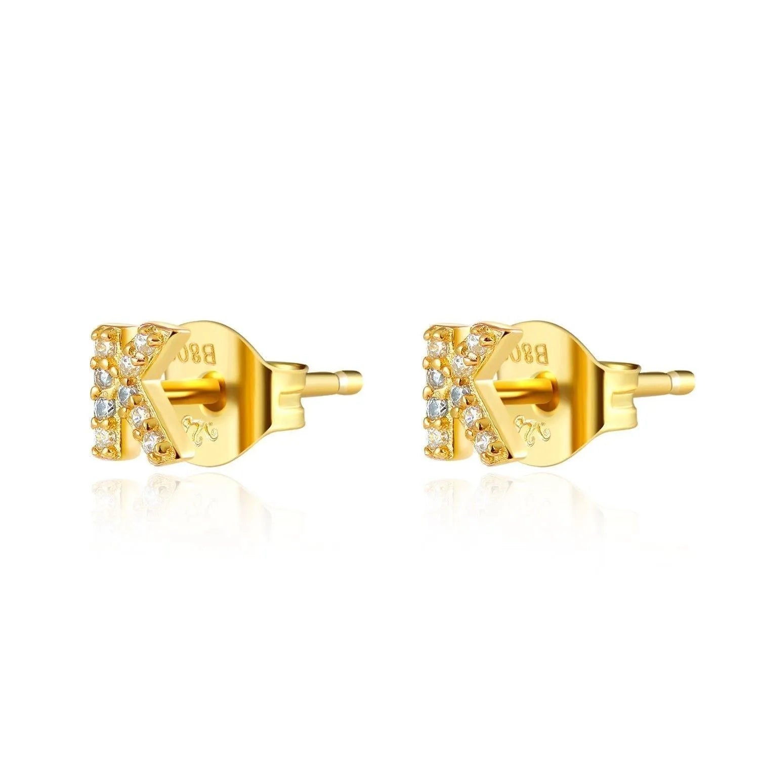 Pendiente Inicial con Circonitas Plata y Oro en Dorado - vista 19 - Cobalto Accesorios