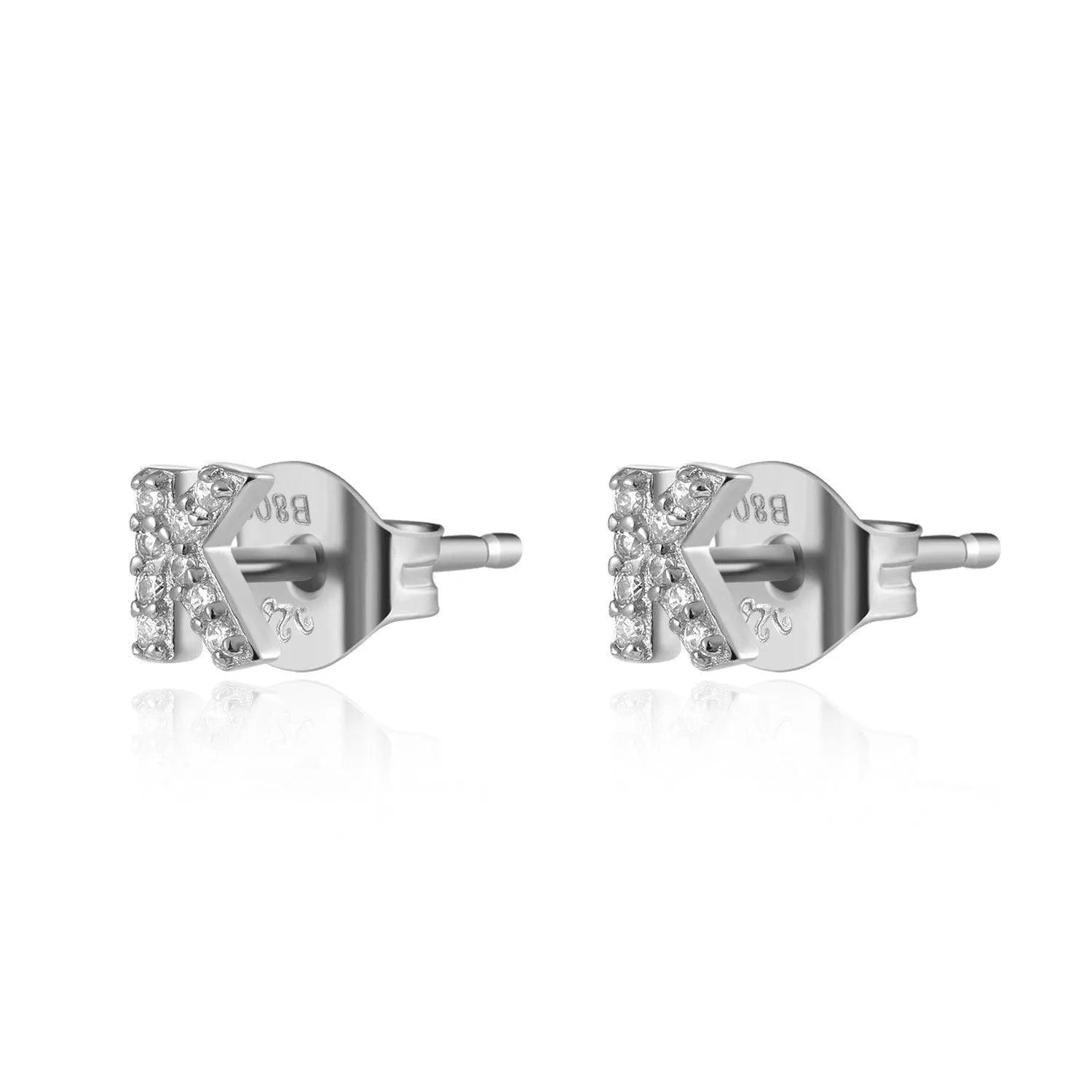 Pendiente Inicial con Circonitas Plata y Oro en Plata - vista 20 - Cobalto Accesorios