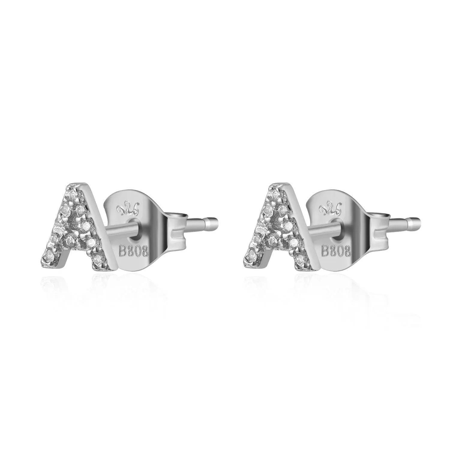 Pendiente Inicial con Circonitas Plata y Oro en Plata - Cobalto Accesorios