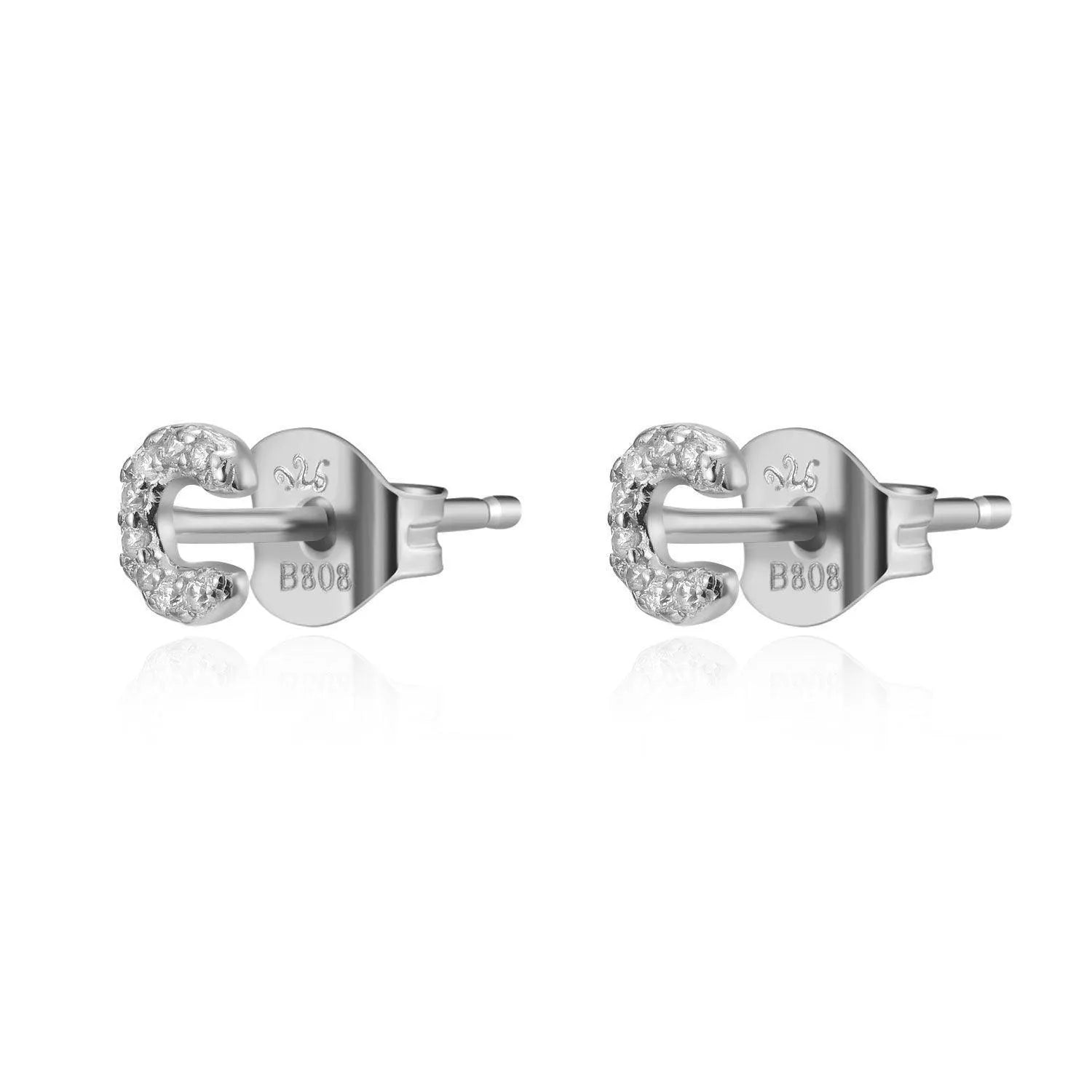 Pendiente Inicial con Circonitas Plata y Oro en Plata - vista 7 - Cobalto Accesorios
