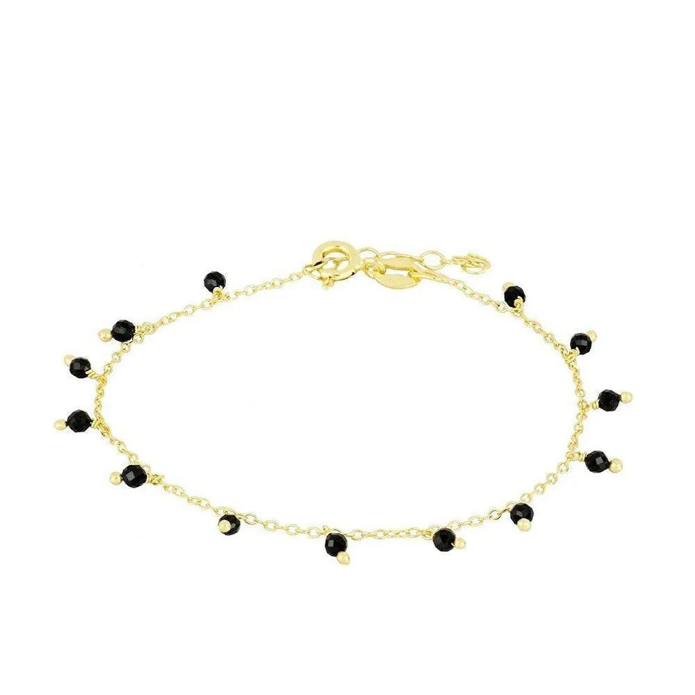 Pulsera de piedras semipreciosas dorado con espinela – Cobalto Accesorios, Joyería Valencia