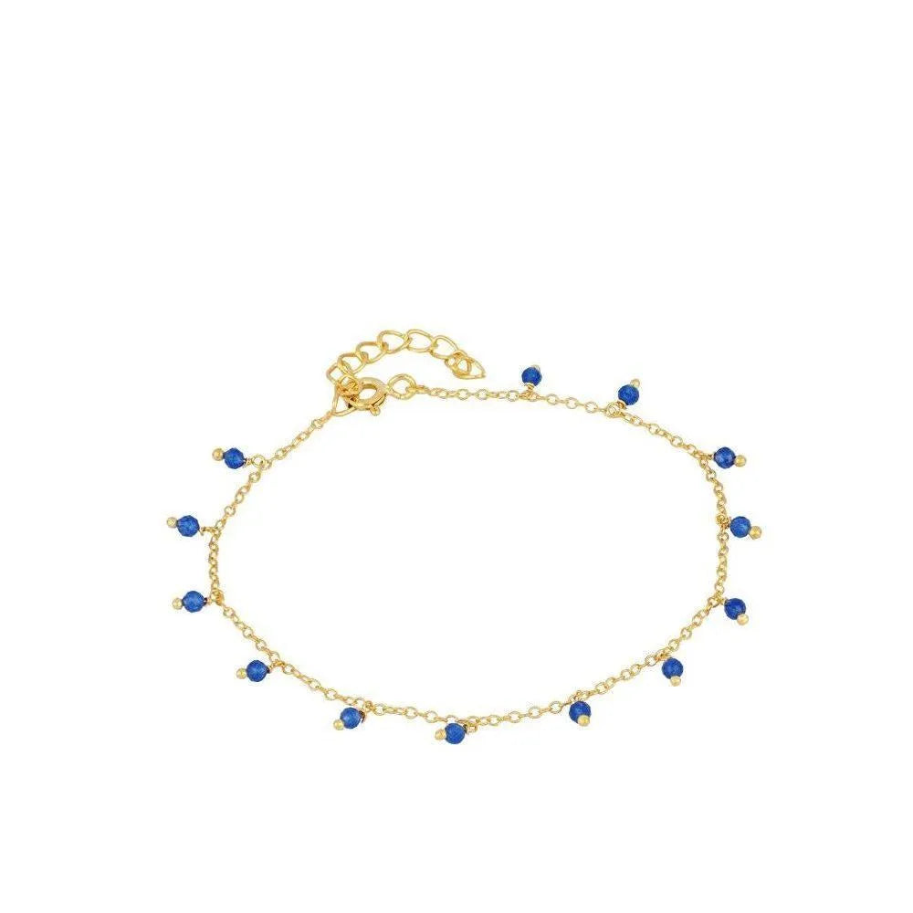 Pulsera de piedras semipreciosas dorado con jade azul – Cobalto Accesorios, Joyería Valencia