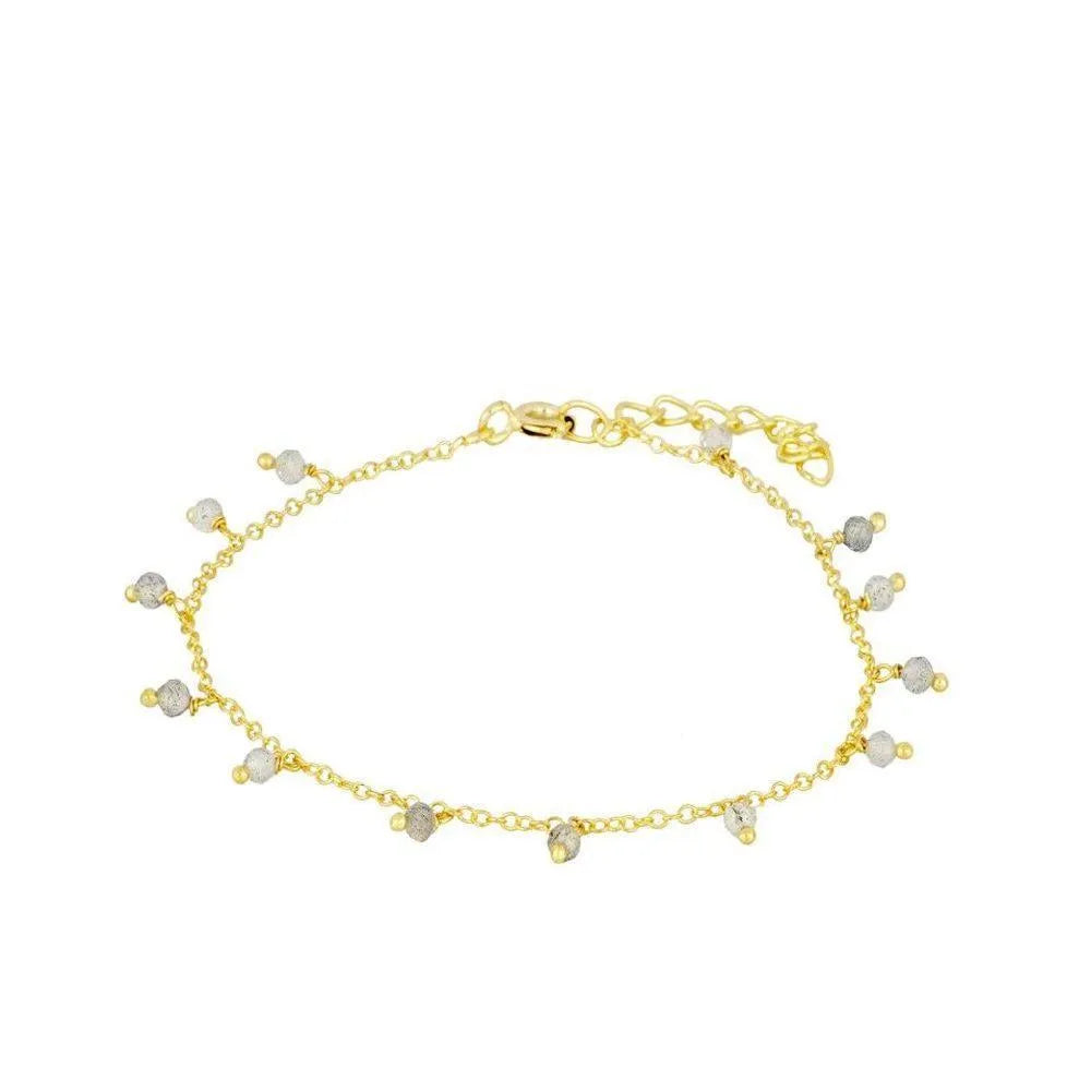 Pulsera de piedras semipreciosas dorado con labradorita – Cobalto Accesorios, Joyería Valencia