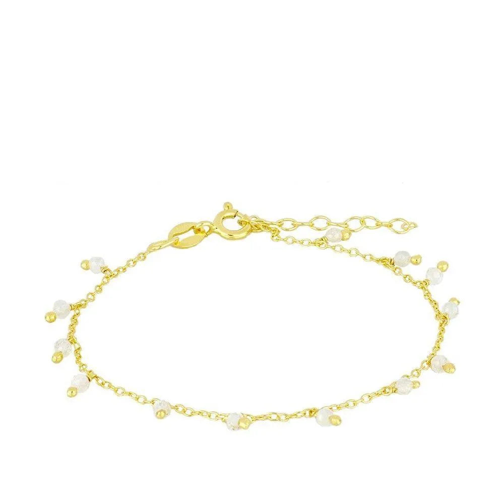 Pulsera de piedras semipreciosas dorado con piedra luna – Cobalto Accesorios, Joyería Valencia