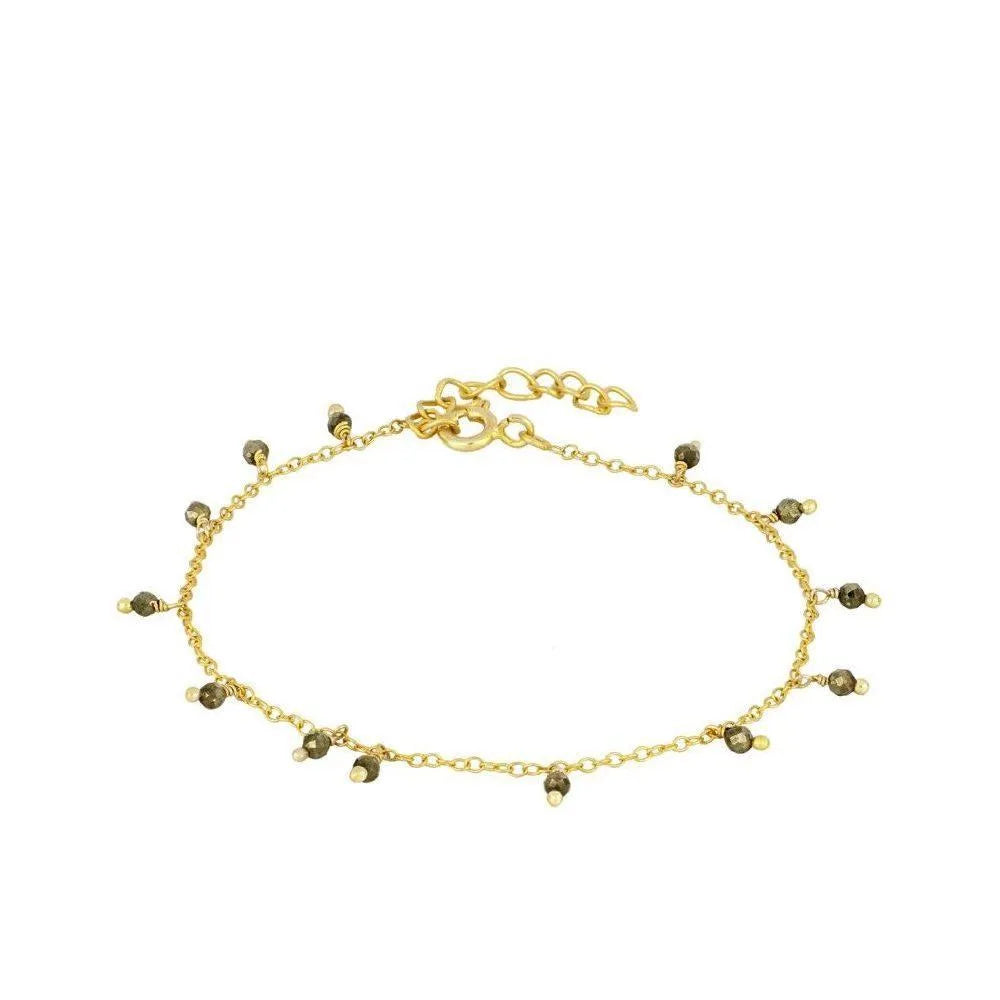 Pulsera de piedras semipreciosas dorado con pirita – Cobalto Accesorios, Joyería Valencia