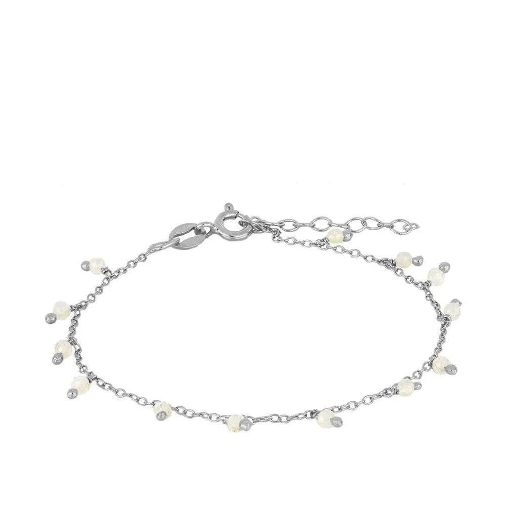 Pulsera de piedras semipreciosas en plata con piedra luna – Cobalto Accesorios, Joyería Valencia