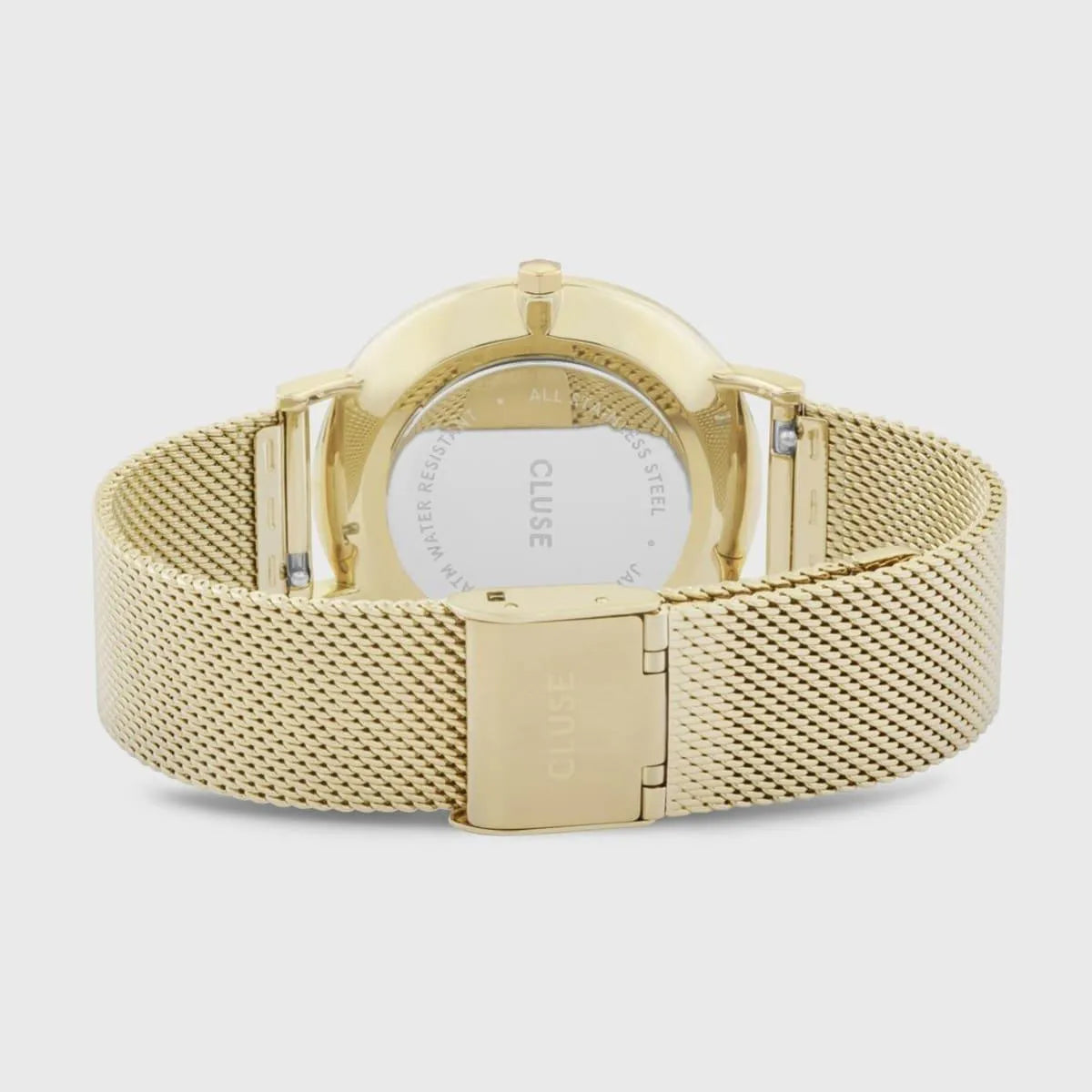 Reloj Cluse Boho Chic Mesh Gold White Oro visto de cerca