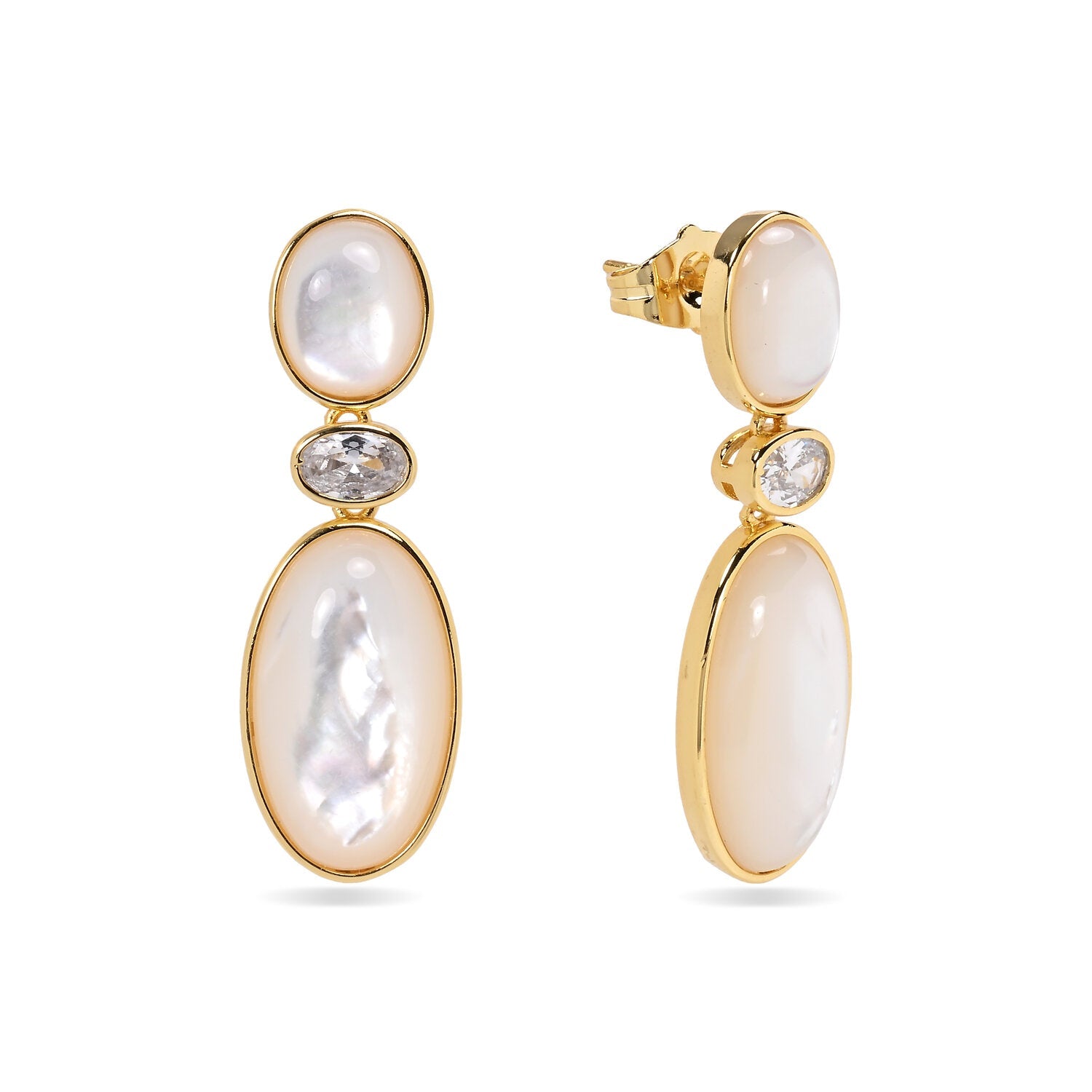 Pendientes Aurora Dúo en nácar, joya de invitada de boda de Cobalto Accesorios Valencia