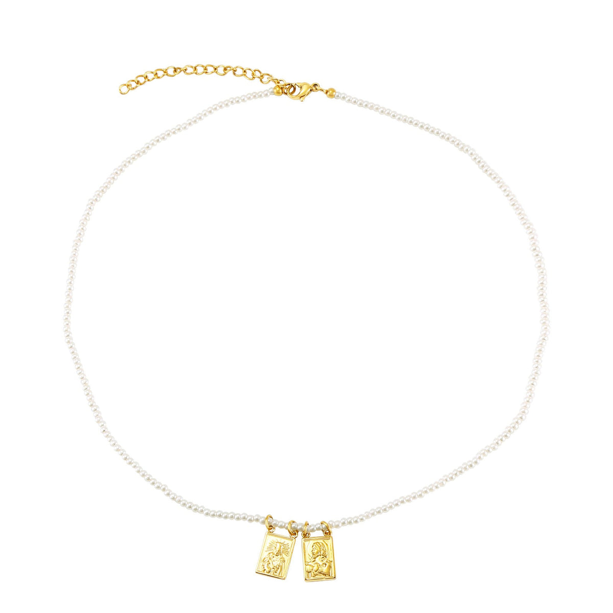 Escapularios — collar de perlas con escapulario doble — Cobalto Accesorios