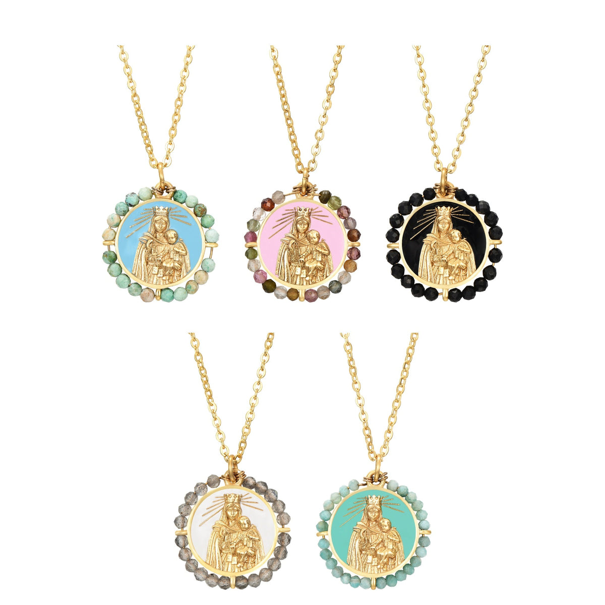 Joyería de la Virgen del Carmen — collar con minerales en varias tonalidades — Cobalto Accesorios