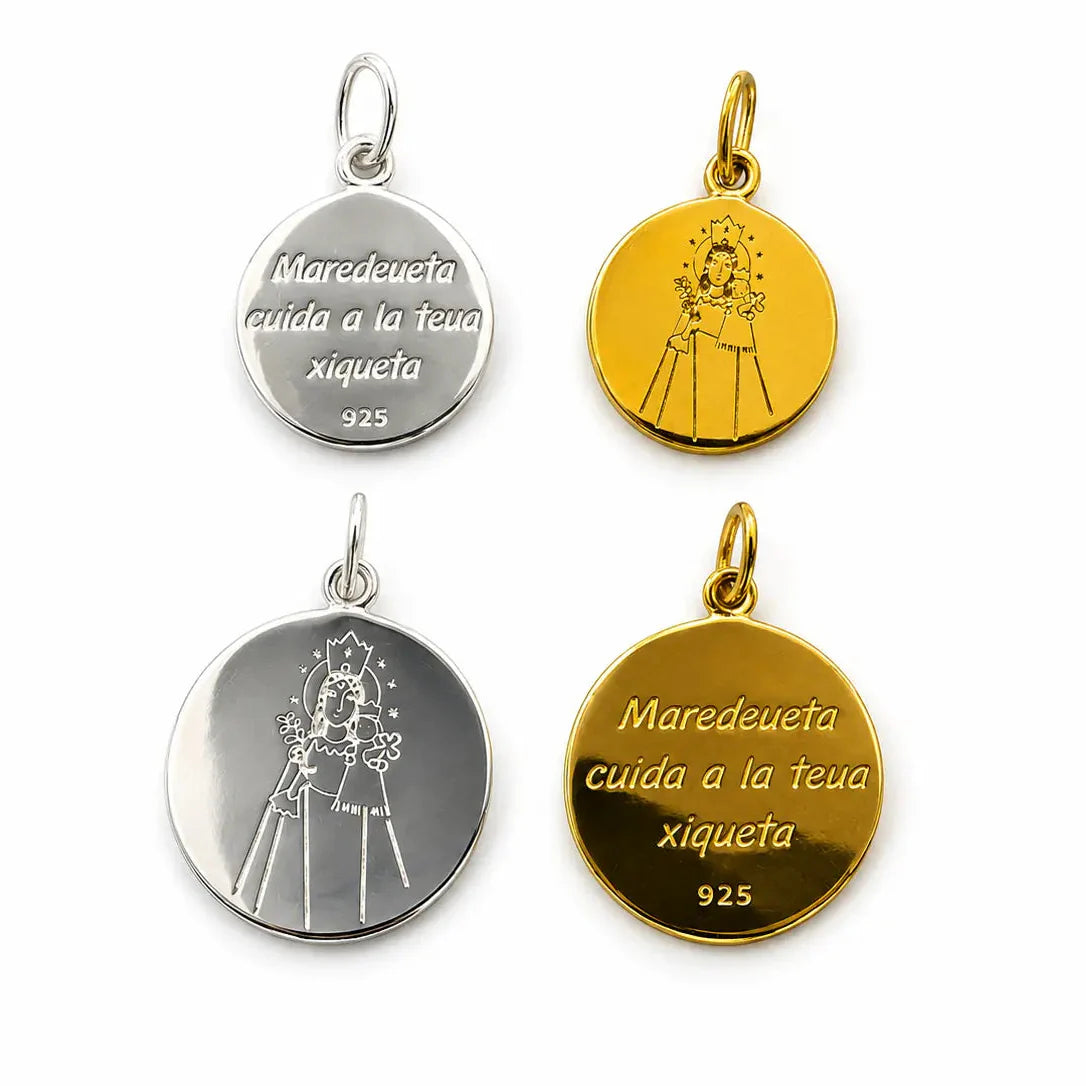 Medallas — medalla Maredeueta Virgen de los Desamparados en plata y oro — Cobalto Accesorios