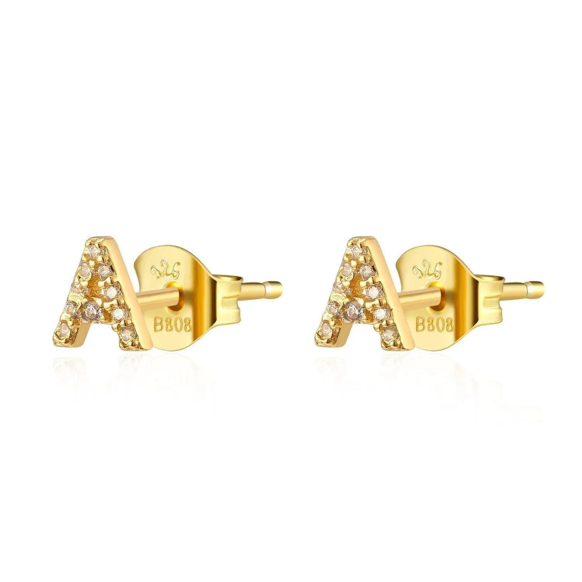 Top ventas — pendiente inicial con circonitas en plata y oro — Cobalto Accesorios