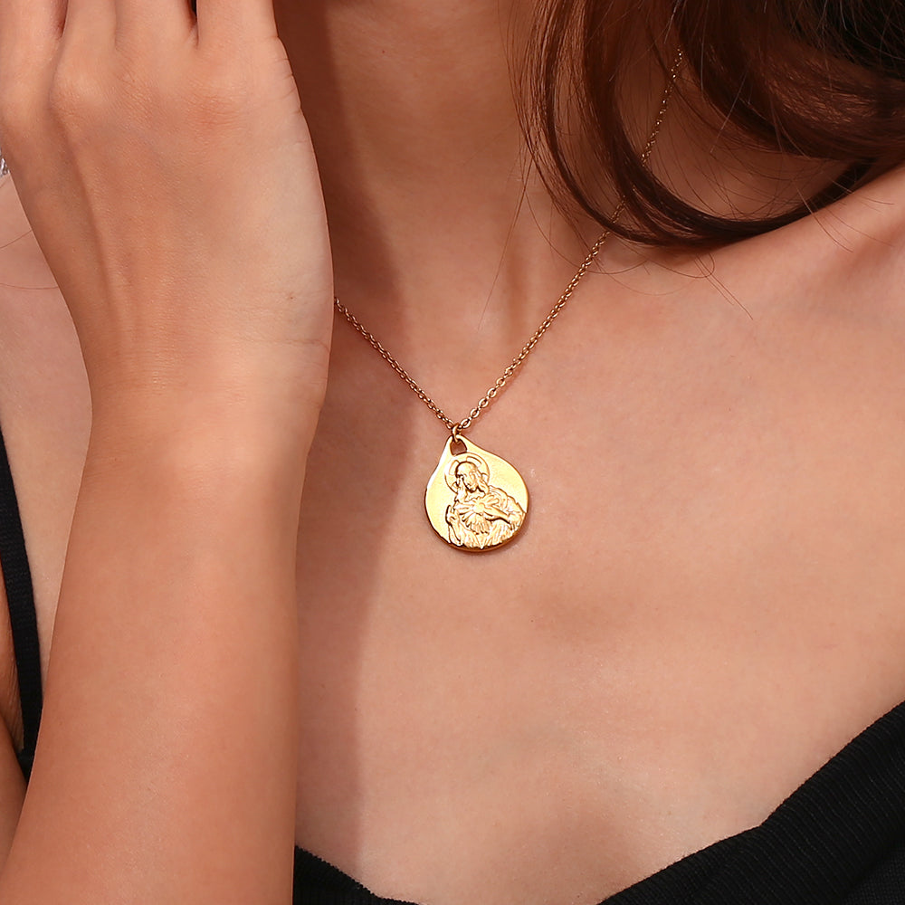 Collar Medalla Escapulario 23mm en Acero Inoxidable