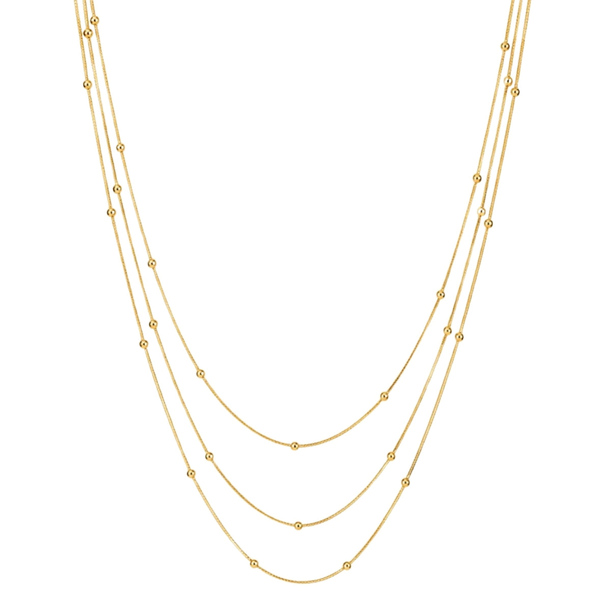 Collar triple de bolitas en acero, acabado dorado - Cobalto Accesorios Valencia