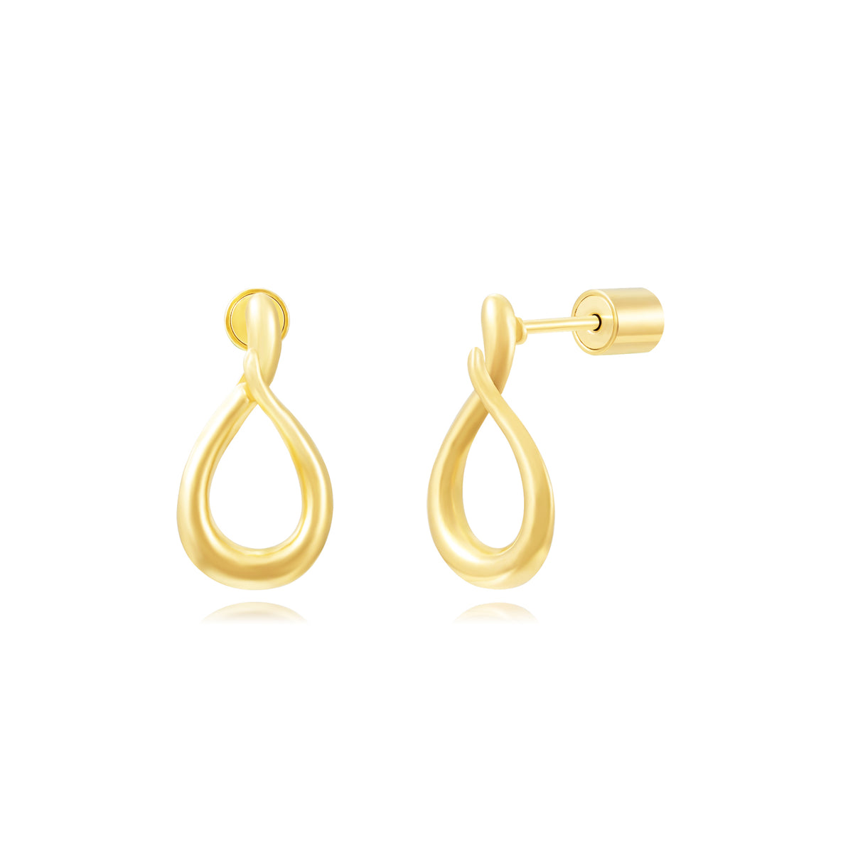 Pendientes Pegados Gota Hueca de Acero 316L en dorado, la pareja
