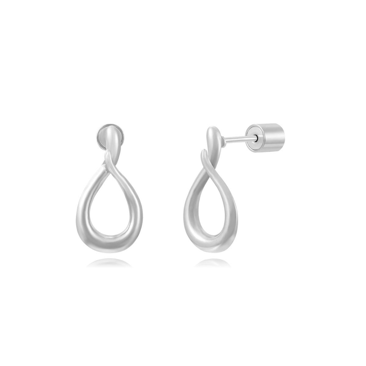 Pendientes Pegados Gota Hueca de Acero 316L en plateado, la pareja