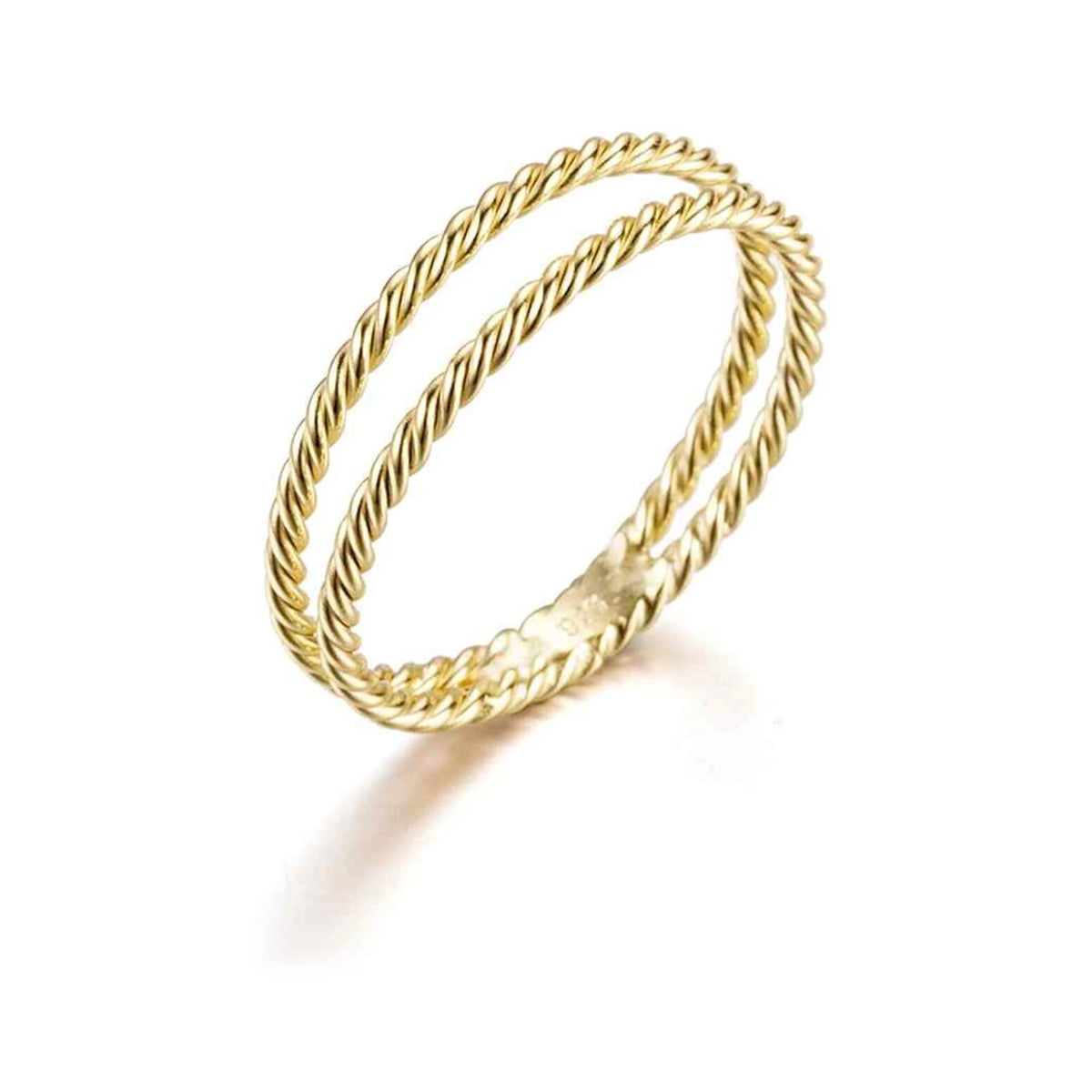 Anillo Doble Trenzado Plata de Ley 925 en dorado, anillo doble trenzado
