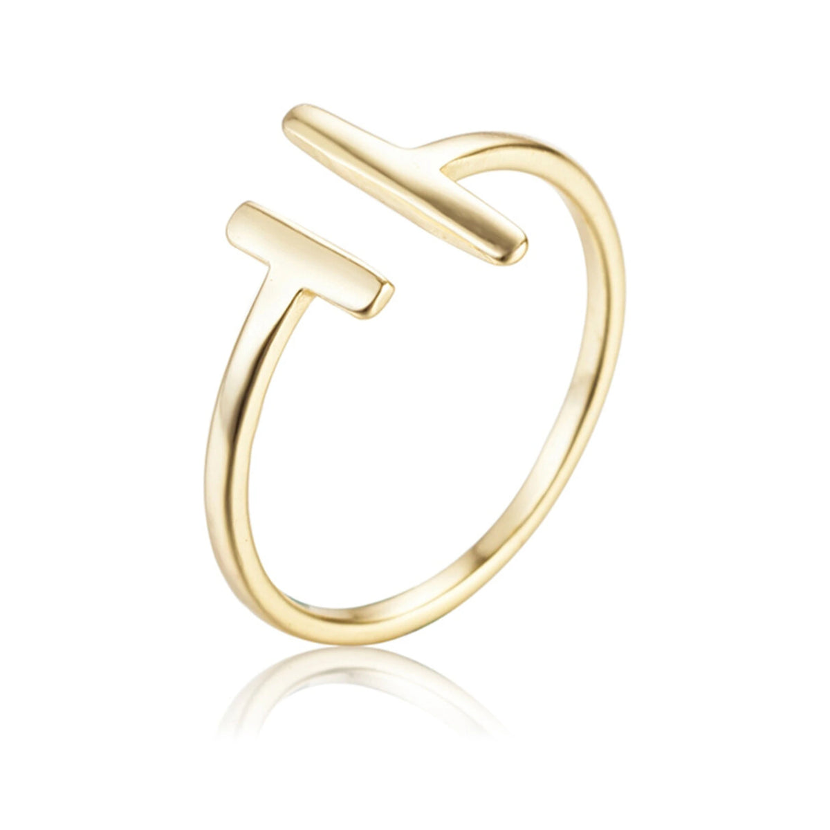 Anillo Dos Barras Ajustable Plata de Ley 925 en dorado, anillo abierto con dos barras